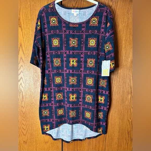 NWT Lularoe Irma Shirt XXS High Low Tunic T-shirt Blue Purple Oversized - Picture 6 of 12